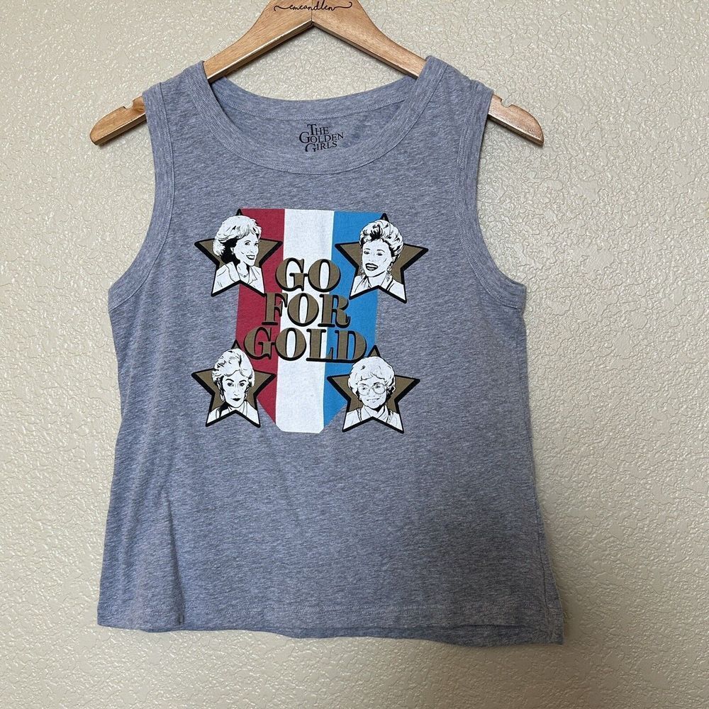 The Golden Girls Grey Sleeveless Shirt Go For The Gold Medium Casual Athletic‎